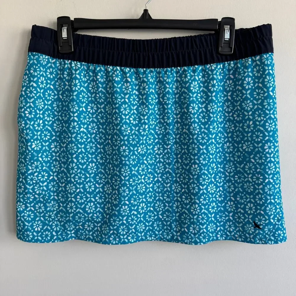 Eddie Bauer Skirt Activewear Outdoor Blue Tile Pull On Elastic Waist M